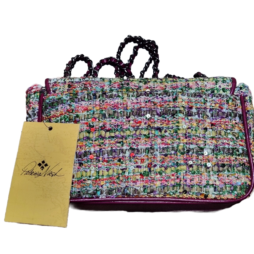 Patricia Nash Lorenza tweed sequin flap shoulder bag - Picture 3 of 16